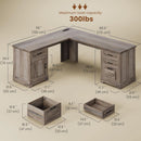 Grey L Shaped Desk With Power Outlet For Home Office