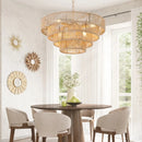 Farmhouse Rattan Pendant Chandelier Lighting with 4-Layer Woven Design