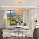 Farmhouse Rattan Pendant Chandelier Lighting with 4-Layer Woven Design