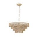 Farmhouse Rattan Pendant Chandelier Lighting with 4-Layer Woven Design