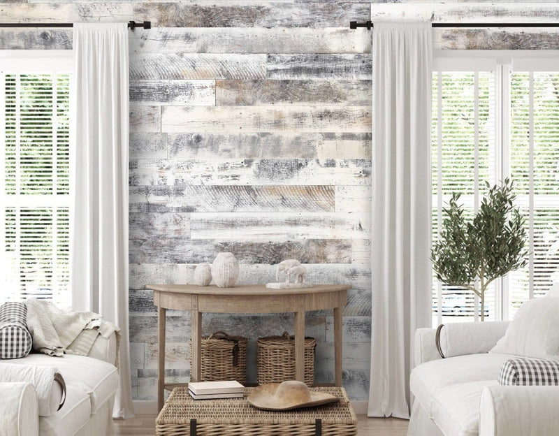 Rustic Originals 1/4 in. x 5.1 in. Real Wood Easy Install Wall Panels - Farmhouse White (20 Sq. Ft.)