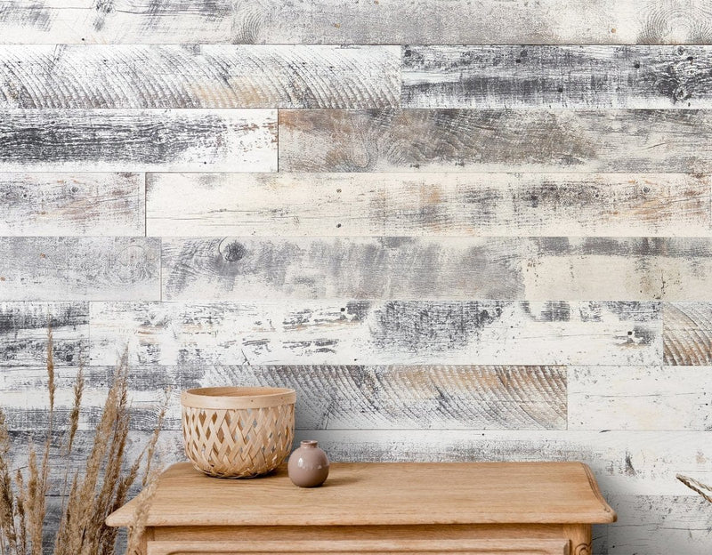 Rustic Originals 1/4 in. x 5.1 in. Real Wood Easy Install Wall Panels - Farmhouse White (20 Sq. Ft.)