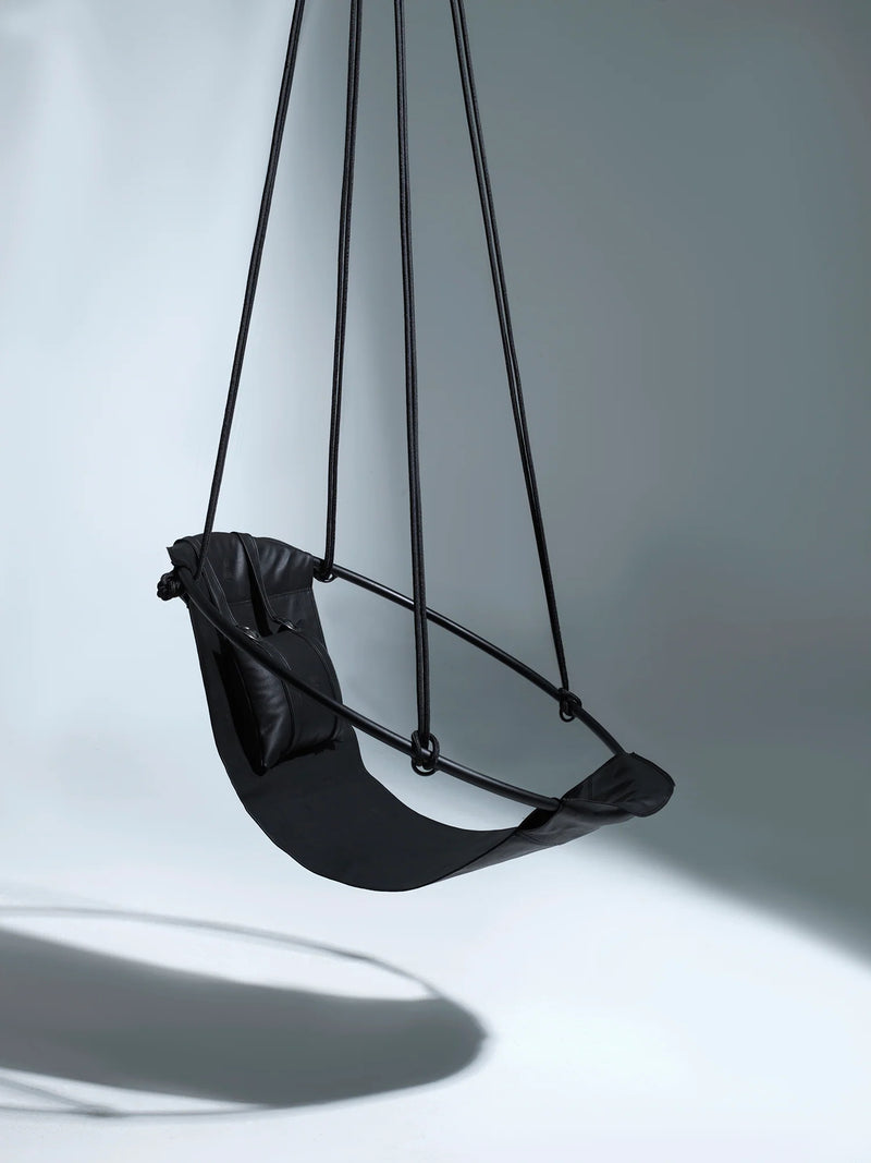 Faux Leather Round Hanging Chair Black product shot