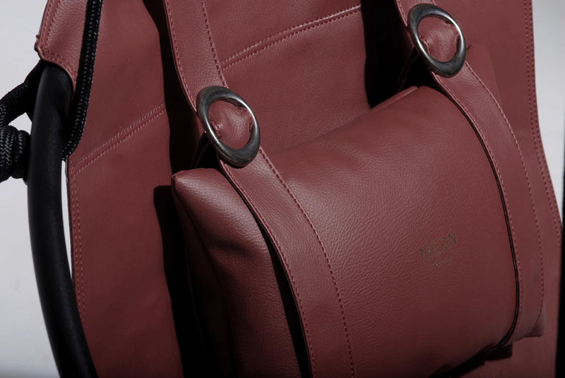 faux leather hanging round chair burgundy product shot closeup