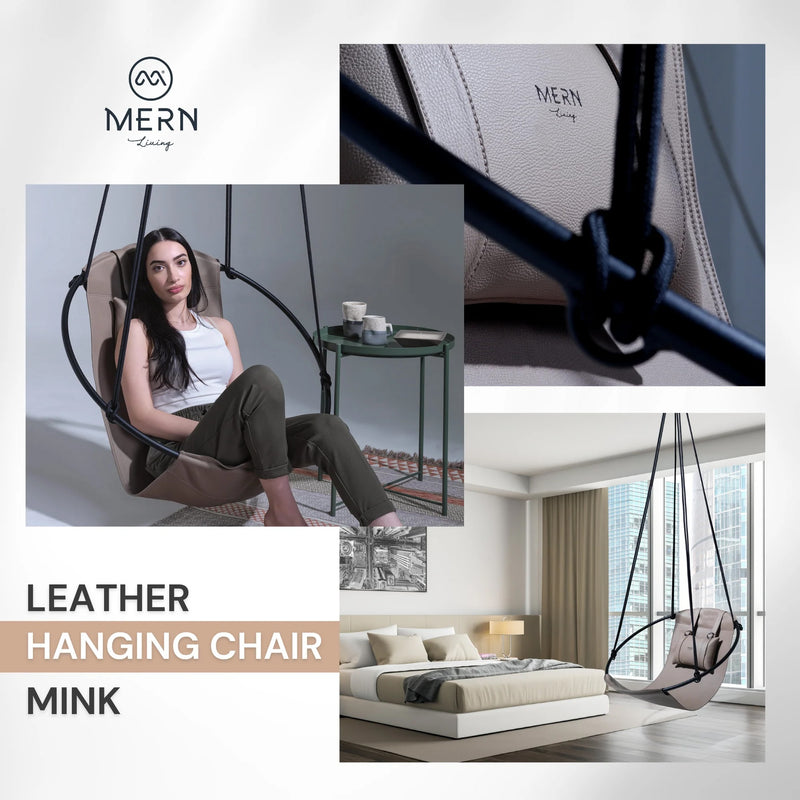 Faux Leather Round Hanging Chair Mink information sheet