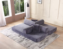 Convertible Sleeper Sofa Bed with Cylindrical Pillow - Corduroy Folding Mattress Couch with Fixed-Shape Frame for Living Room, Bedroom, Lounge, Studio - Gray