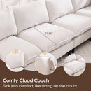 Modular Sectional Sofa,  L Shaped Couch Set for Living Room, 4-Seater Comfy Cloud Couches with Movable Ottoman Beige