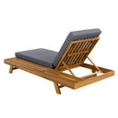 LOUNGE CHAISE SET,SPACE AVAILABLE ON ONE SIDE, ACACIA WOOD WITH WATER-RESISTANT LOUNGE CUSHIONS (Dark Grey/ & 4 INCH THICK) - MATCHING CREAM VERSION AVAILABLE