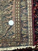 Small Antique Persian Sarouk Rug 2x2 ft, Red 1920s Wool Rug