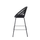 Ferrara Outdoor Patio Barstool Set of 2, Black Faux Wicker PE Rattan with Iron Frame