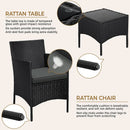 3 Piece Outdoor PE Rattan Wicker Patio Furniture Set With Soft Cushions And Glass Coffee Table