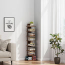 Vertical Bookshelf 8 Tier Rustic Brown Corner Shelf