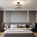 Crystal Black Three Light Semi Flush Mount Ceiling Light