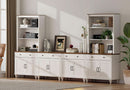 Farmhouse TV Stand For 75 Inch TV Off White 8 Doors