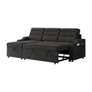 MH83.5' Convertible Sleeper Combo Sofa, Convertible Sofa Bed Polyester Pullout Bed with Storage Recliner and Cup Holder for Living Room, Tight Spaces