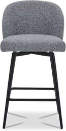 Set Of 3 Counter Height Bar Stools 360 Degree Swivel Grey