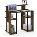 Walnut Black Writing Desk With Shelves And Printer