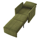 Upholstered Convertible Sleeper Sofa with Adjustable Backrest, Side Pockets, Storage Basket, Green Chenille, 31.5'