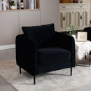 Accent Chair for Living Room, Velvet Comfy Single Sofa Chair Mid-Century Modern Armchair with 1 Pillow and Metal Legs for Bedroom Office Reading