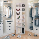 7 Tier Rotating Shoe Rack with High Base Design, Freestanding 360° Organizer for 28 Pairs , White PVC