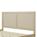 Solid Wood Platform King Bed With Rattan