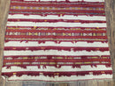 Antique Turkoman Yamud Rug 3x5 ft, 1920s Turkmen Sofreh Table Cover, Bohemian Rug, Tribal Collectible, Striped Rug, Handmade Ivory and Red