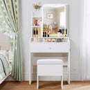White Vanity Set With Lighted Mirror Modern Bedroom Desk
