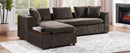 Elegant L-Shaped Sectional Sofa with Chenille Upholstery and Wooden Storage Compartment, Brown