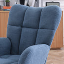 Rocking Chair Teddy Upholstered Glider Rocker Rocking Accent Chair Padded Seat with High Backrest Armchair Comfy Side Chair for Living Room Bedroom Offices Blue