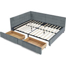 Full Size Storage Upholstered Tufted Bed Frame, Sofa Bed Frame with Comfortable Backrest and Armrests, Full Size Bed for Bedroom, Living Room,Velvet, GREY(80.5''*59''*29.5'')