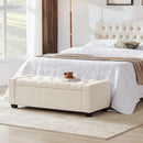 48 Inch Storage Unit Ottoman Bench Upholstered Beige