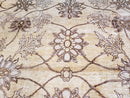 Oversized Peshawar Chobi Oushak Area Rug 11.6 x 12.5, Wool Hand-Knotted Light Gold & Ivory Decorative Pakistani Floral Carpet, 11x12 - 12x13