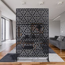 Outdoor & Indoor Privacy Screen Metal Privacy Screen 76' H×48' W, Freestanding Decorative Privacy Screen for Deck Balcony Patio, Privacy Fence Panels for Outside Lawn Garden PS115 BLACK