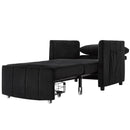 Upholstered Convertible Sleeper Sofa with 5-Position Backrest, Side Pockets, Storage, Black Chenille, 31.5'