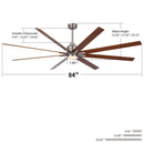 Oversized Large Ceiling Fan With Dimmable LED Light, 8 Blades, Remote Control