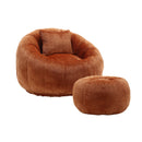 COOLMORE Modern Extra Large Round Bean Bag Chair with Footrest for Living Room, Chenille Fabric Lazy Sofa with Pillow for Adults, Teenagers,Child, Suitable for Bedroom, Dormitory, Study Room