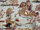 Round Silk Rug 6x6, Hunting Design, Bamboo Silk, Animal Pictorials