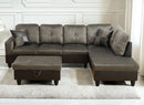 Taupe 105 Inch L Shaped Sectional Sofa With Storage Ottoman
