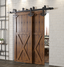 Double Track U-Shape Bypass Sliding Barn Door Hardware Kit - Mustache Design Roller