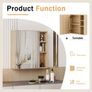Natural Wood Grain Multi-Function Mirror Cabinet - Clear Mirror and Storage Space. MDF material mirror cabinet,a separate wall mounted bathroom mirror for storage and space saving.