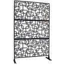 Outdoor & Indoor Privacy Screen Metal Privacy Screen 76' H×48' W, Freestanding Decorative Privacy Screen for Deck Balcony Patio, Privacy Fence Panels for Outside Lawn Garden PS114 BLACK