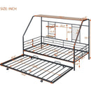 Twin Size Metal House Bed with Trundle, Black