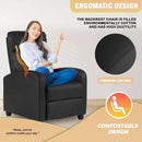 Black Leather Recliner Chair With Lumbar Support For Living Room