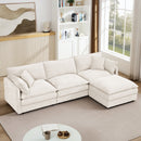 Contemporary Modular Sectional Sofa L-Shaped Couch Set with Movable Ottoman Chenille Beige 105 Inch