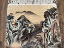Silk Chinese Wall Hanging Rug 3x6 ft Tapestry, Pagoda Scene, Pictorial, High Quality Fine Hand Knotted Vintage, Asian Oriental Handmade Nice
