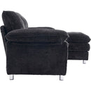 Modern Deep 3-Seat Sofa Couch with Ottoman, Polyester Sofa Sleeper Comfy Upholstered Furniture for Living Room, Apartment, Studio, Office,Dark Black