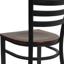 2 Pack Hercules Series Black Ladder Back Metal Dining Chair With Mahogany Seat For Restaurants
