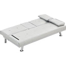 Sofa Bed with Armrest two holders WOOD FRAME, STAINLESS LEG, FUTON WHITE PVC