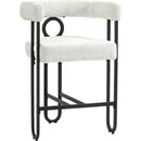 Bar Stools Set of 1, Modern Bar Stool with Back, Black Metal Frames, Upholstered Bar Stools for Kitchen Island, Pub, Club (Beige Chenille)