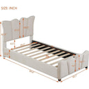 Twin Size Upholstered Platform Bed Velvet Upholstered Bed, Beige